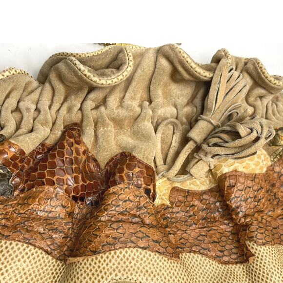 Carlo Fiori Tan suede Leather Patchwork Snakeskin Handbag‎ Italy Vtg
Chain Strap - Picture 7 of 9